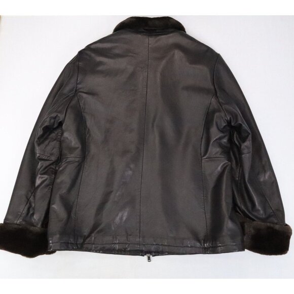 ORVIS Brown Soft Leather Faux Fur Lined Coat Womens Sz L Full Zip Smooth Collar - Picture 2 of 8